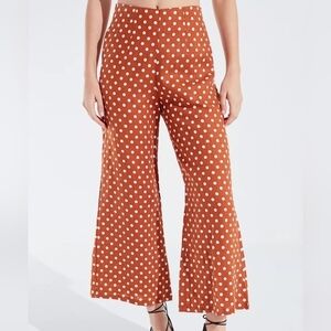 Faithfull The Brand Polka Dot Tomas Wide Leg Linen Pant Size 2